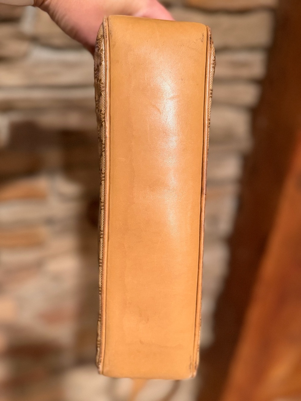 Authentic Celine Vintage 90’s Cognac Monogram Crossbody Bag Leather Trim - Picture 8 of 15